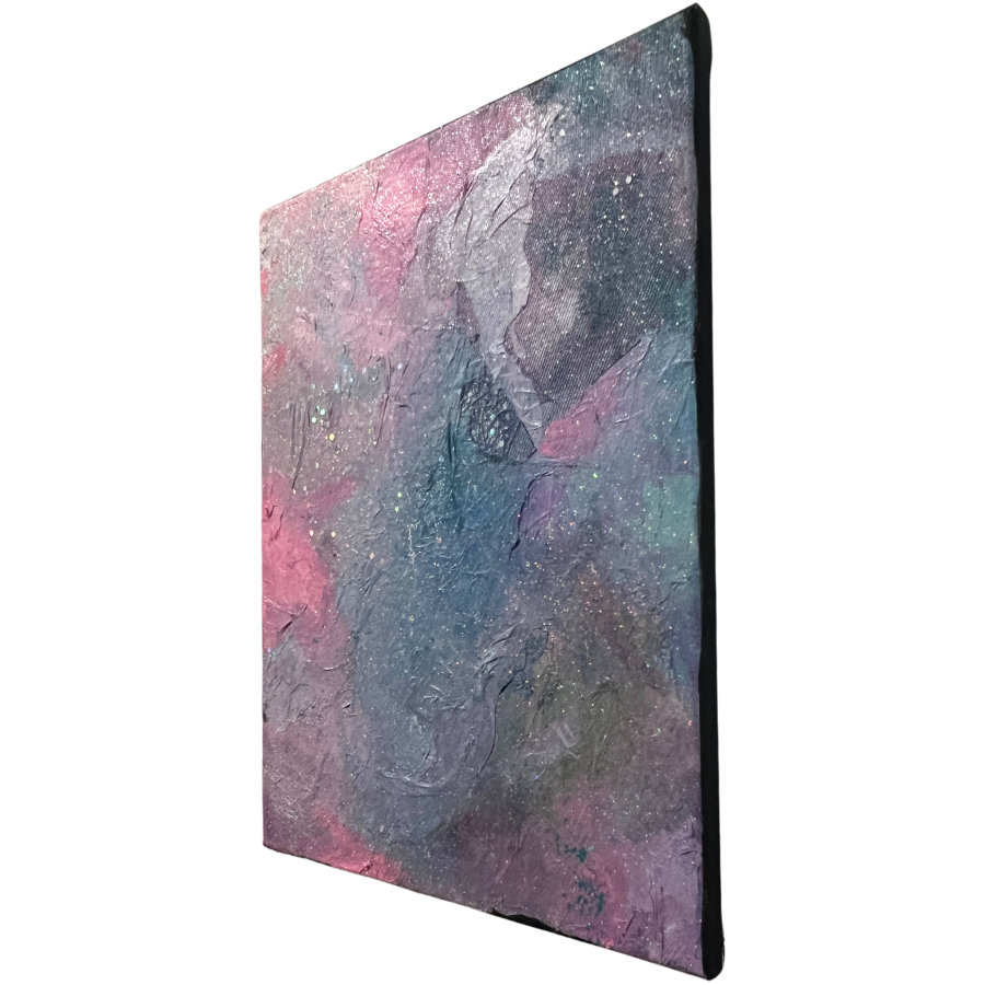 Colorful Pink and Pastel Blue Abstract Textured Painting - BARBIECORE