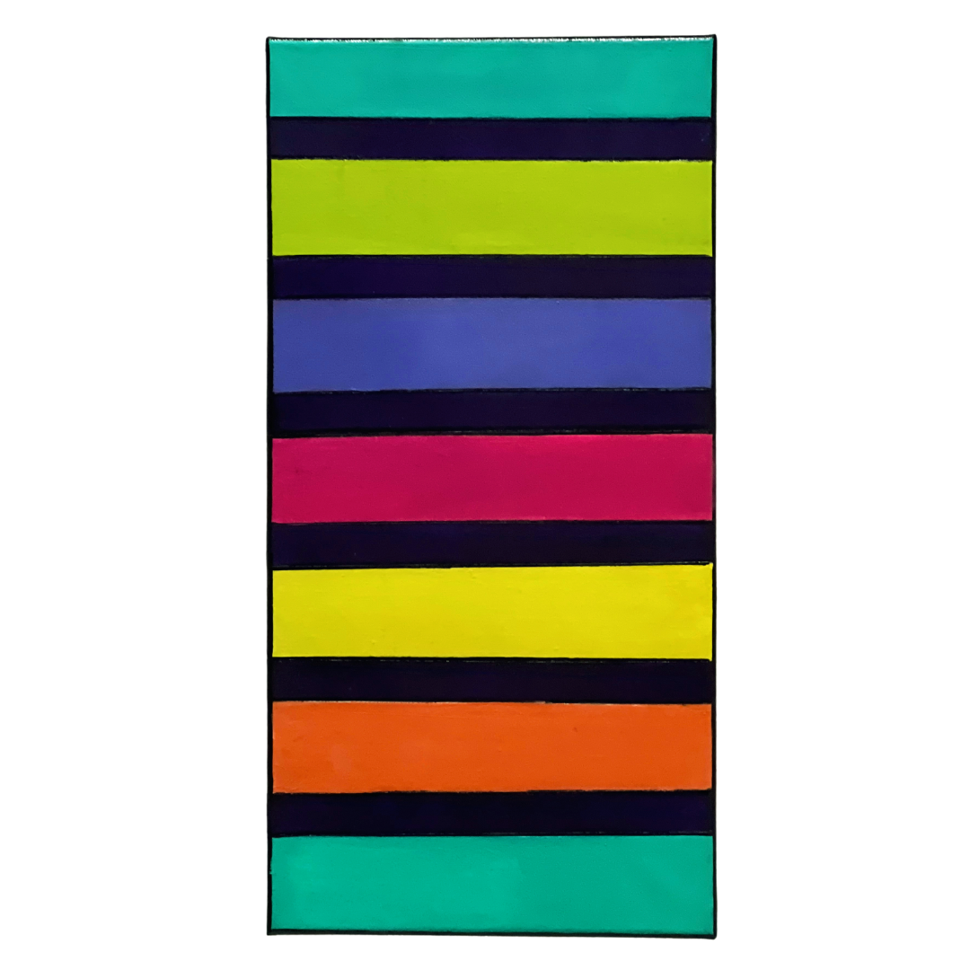 60s Bold Colors Striped Acrylic Painting