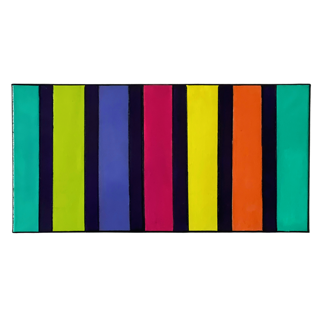 60s Bold Colors Striped Acrylic Painting
