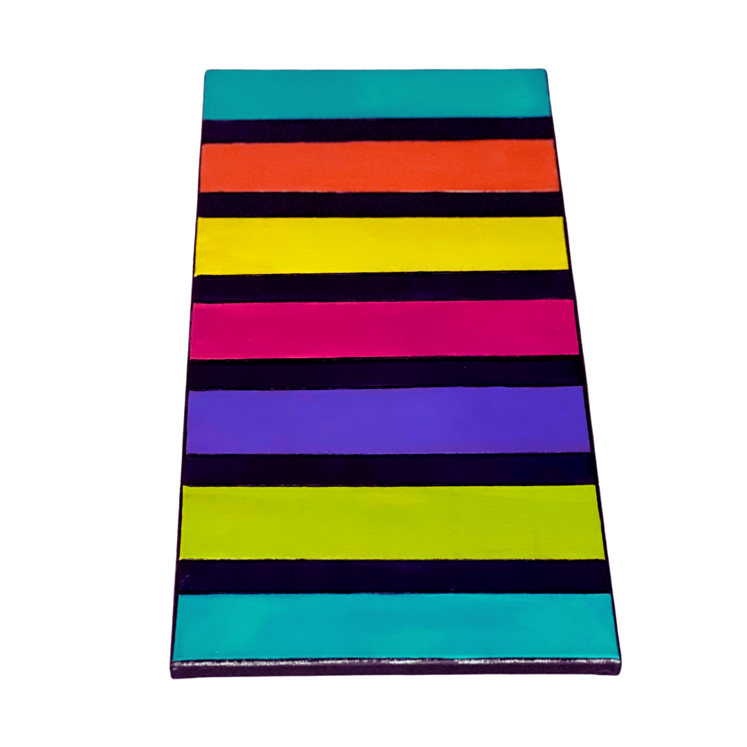 60s Bold Colors Striped Acrylic Painting