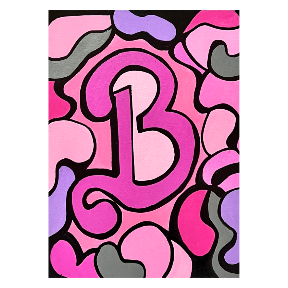 Lively Colorful Letter B Abstract Artwork - Canvas Panel