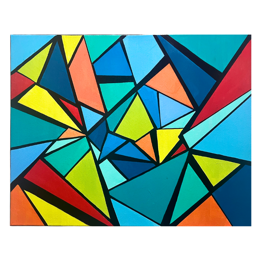 Colorful Abstract Geometric Acrylic Painting