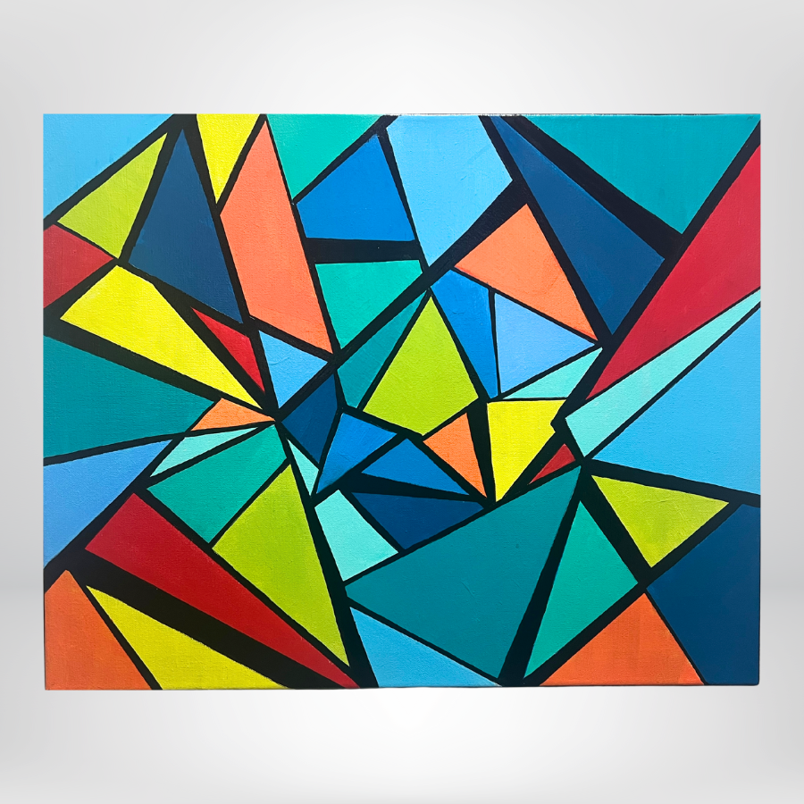 Colorful Abstract Geometric Acrylic Painting