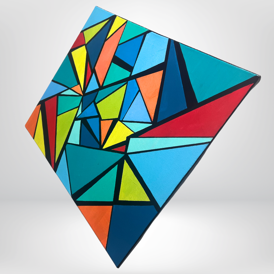 Colorful Abstract Geometric Acrylic Painting
