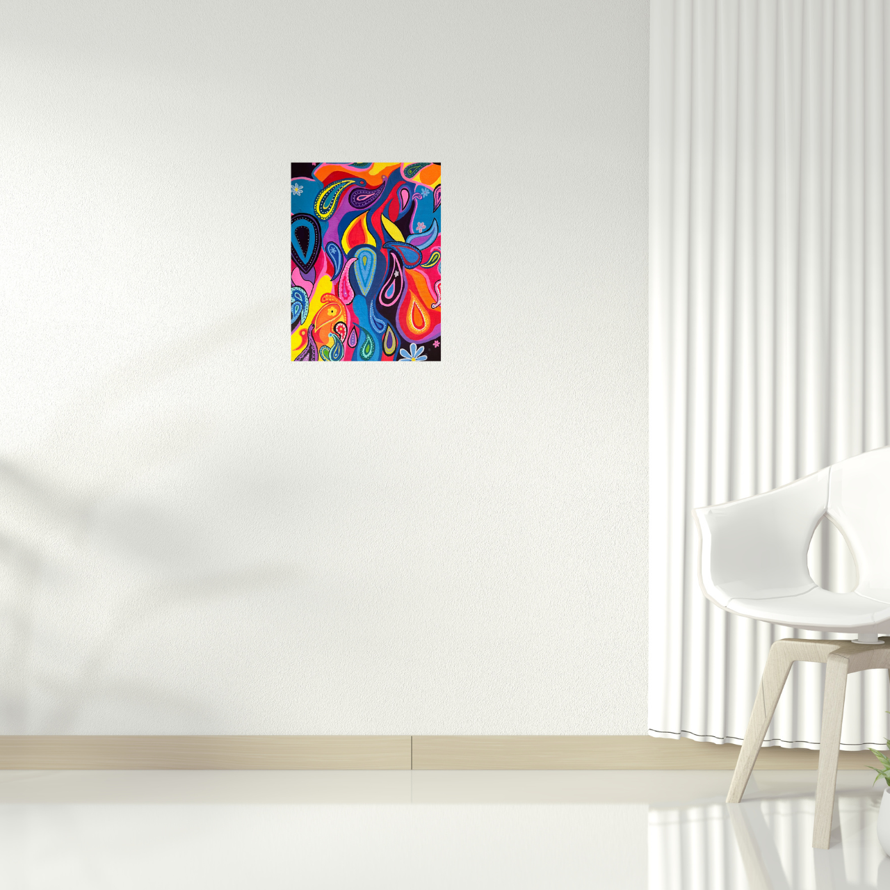 Abstract Colorful Painting of Paisleys | Colors of the 60s
