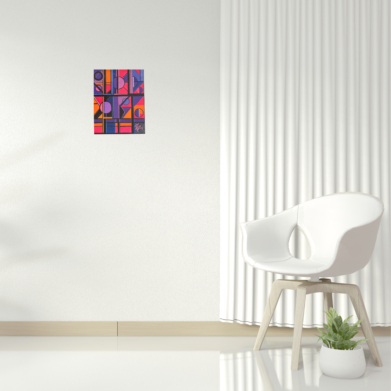 Colorful Modern Geometric Painting | Shapes and Colors of the 1960s