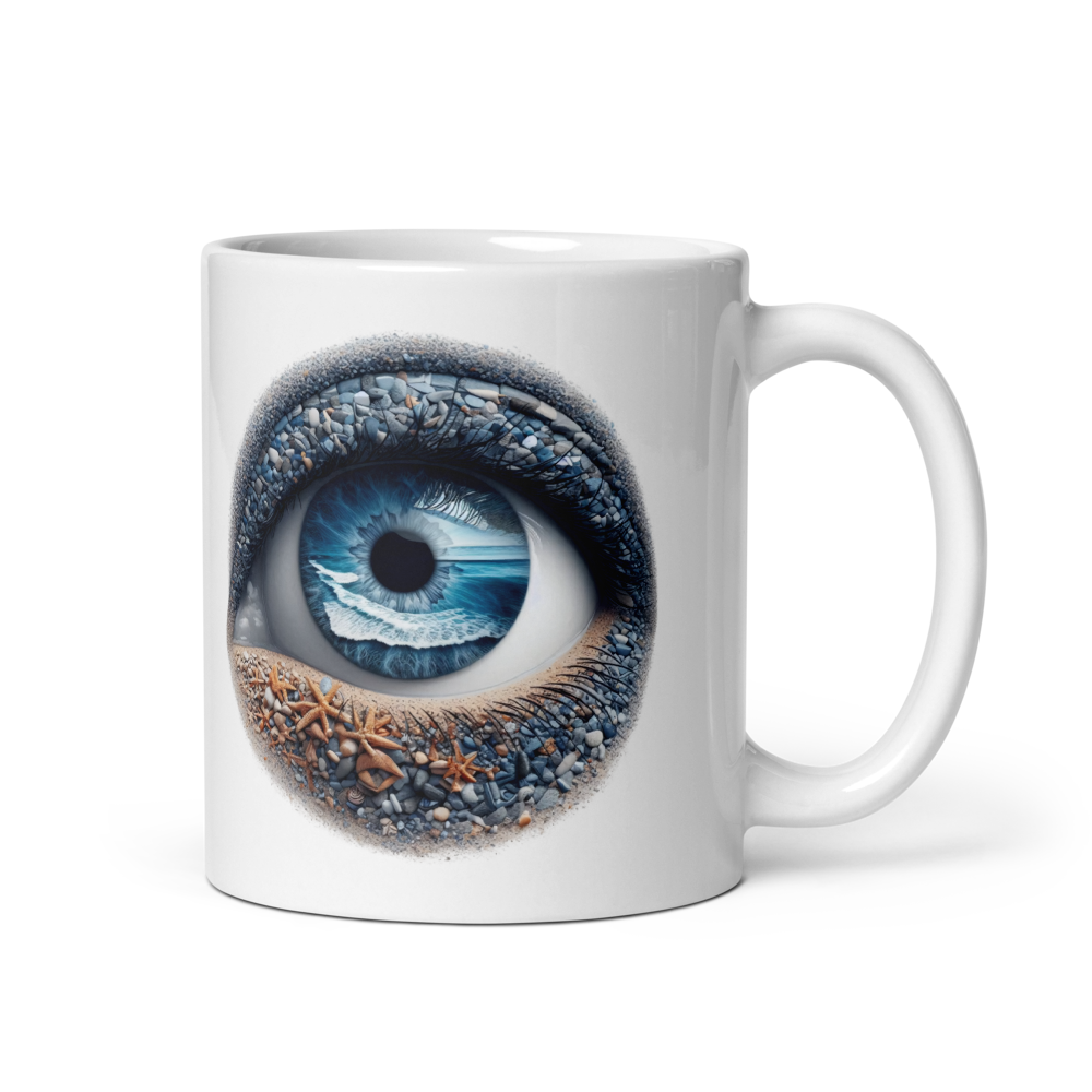 White glossy mug with Word dictionary design - equanimity