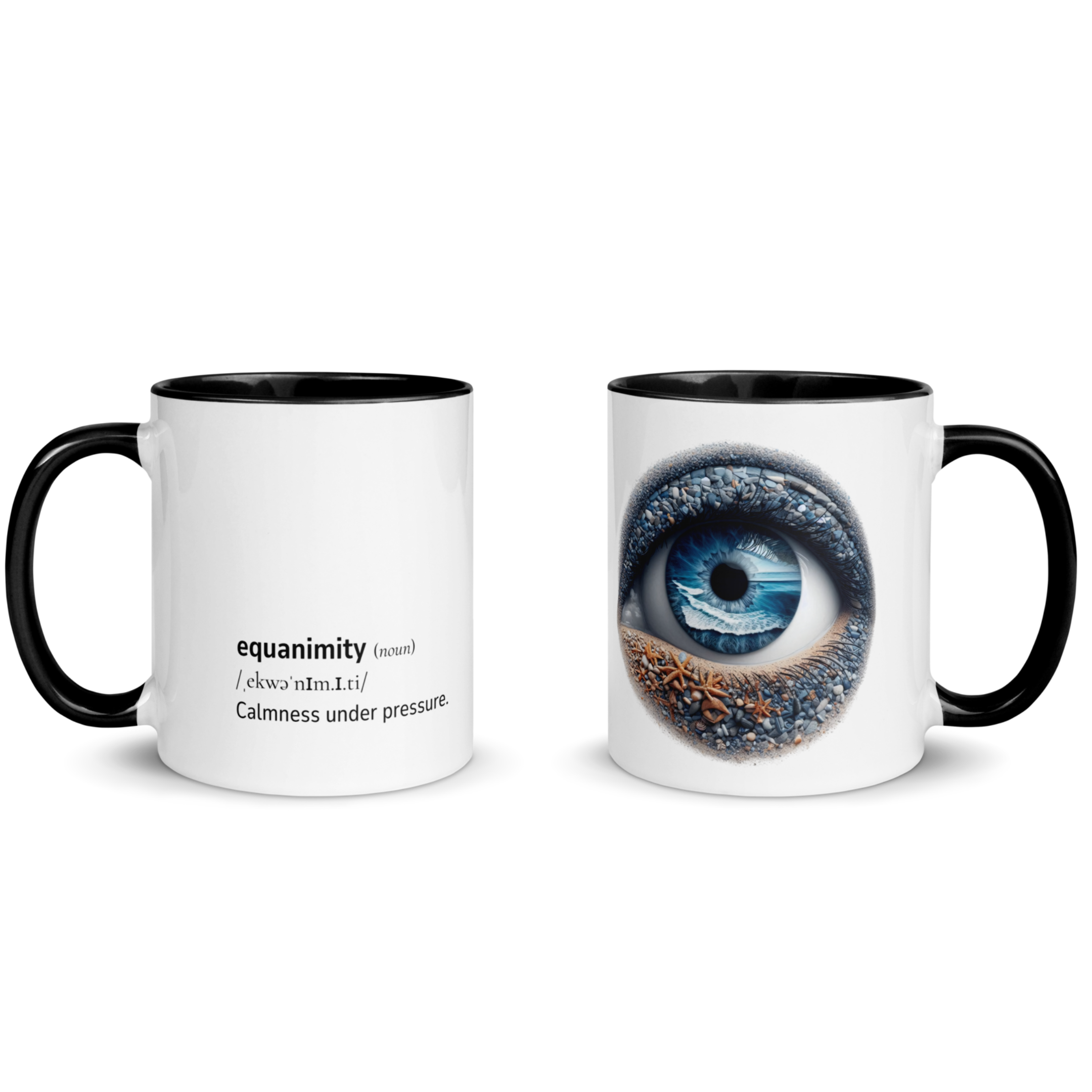 Mug with Colour Inside with Word dictionary design - equanimity
