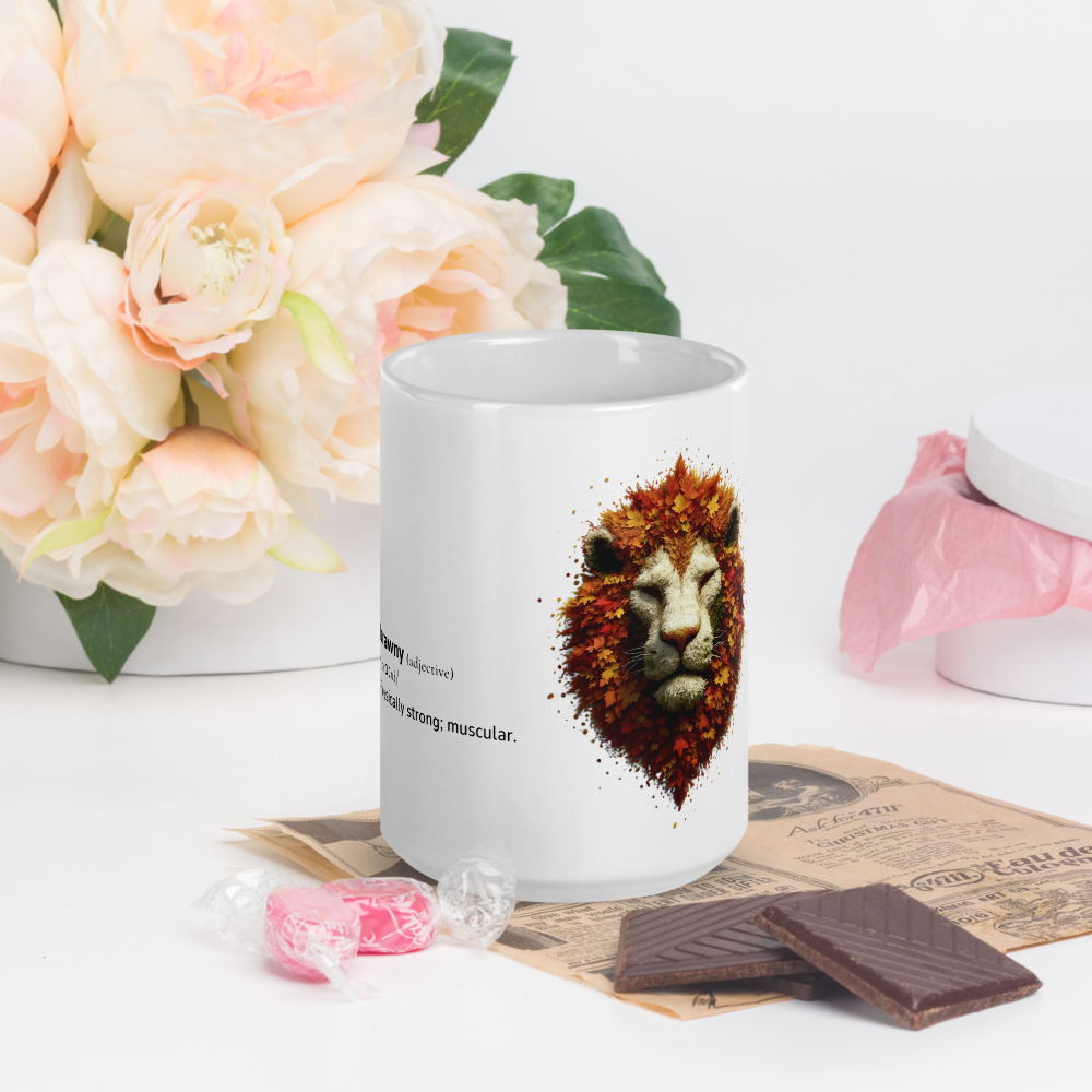White glossy mug with Word dictionary design - brawny