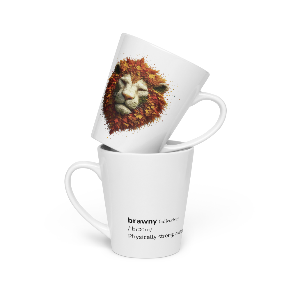 Latte Mug with Word dictionary design - brawny