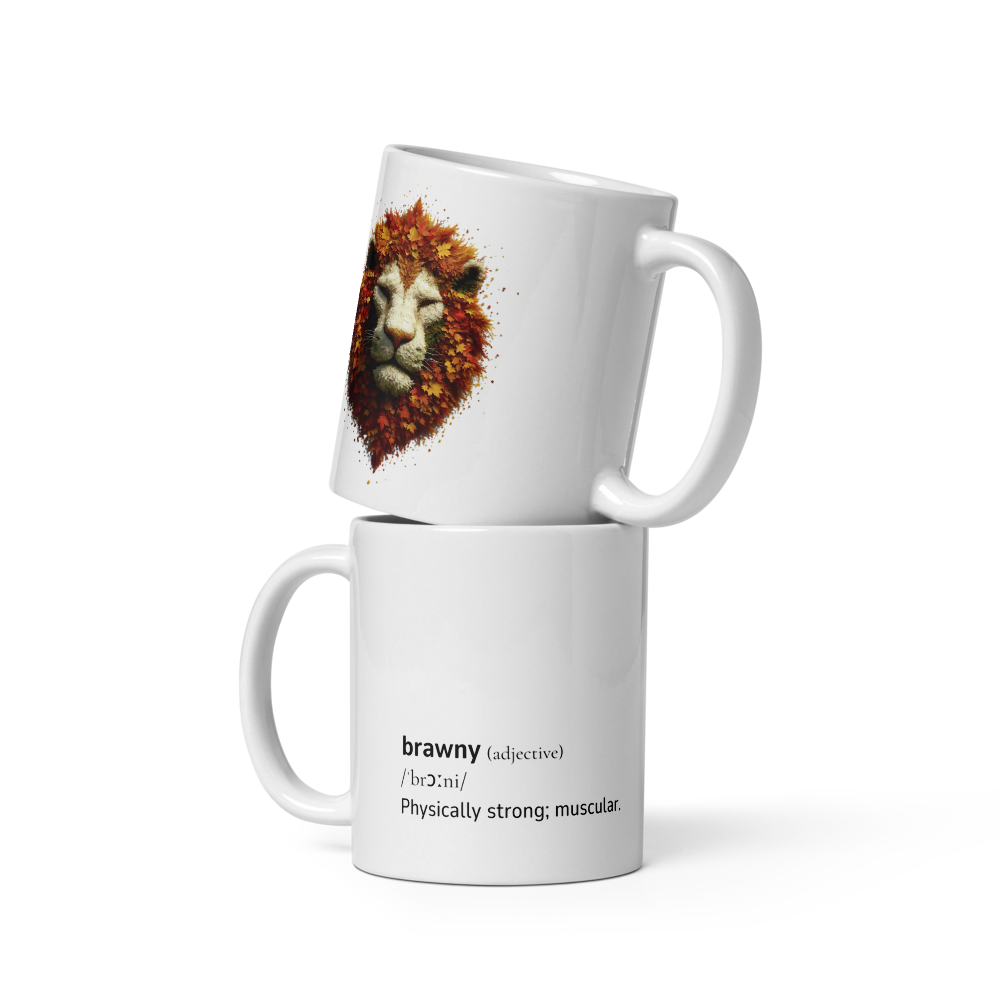 White glossy mug with Word dictionary design - brawny