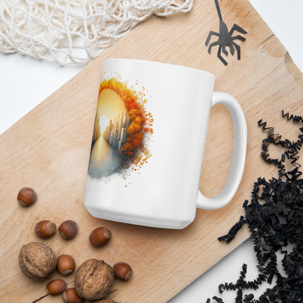 White glossy mug with word dictionary - halcyon