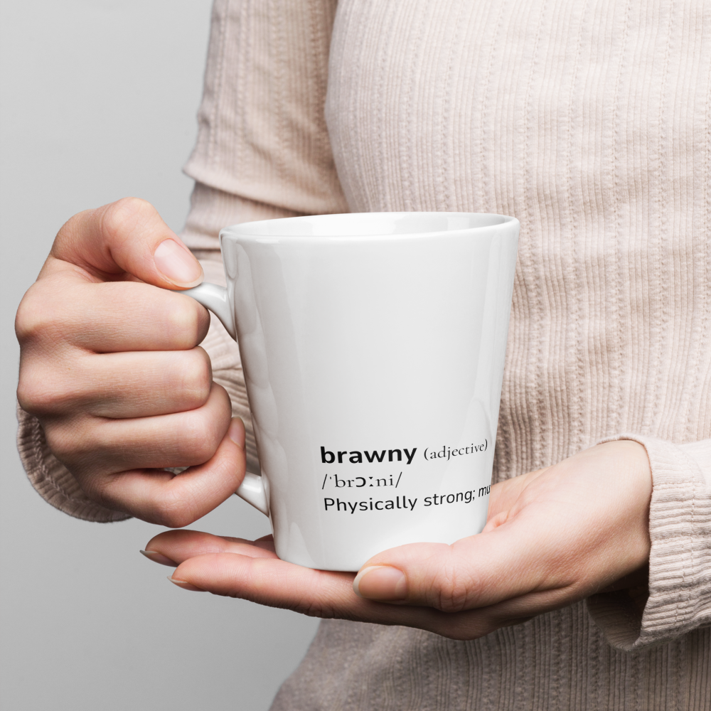 Latte Mug with Word dictionary design - brawny