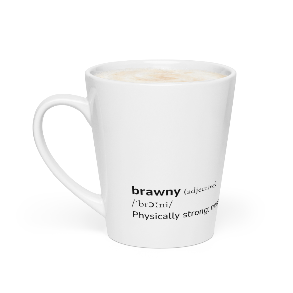 Latte Mug with Word dictionary design - brawny