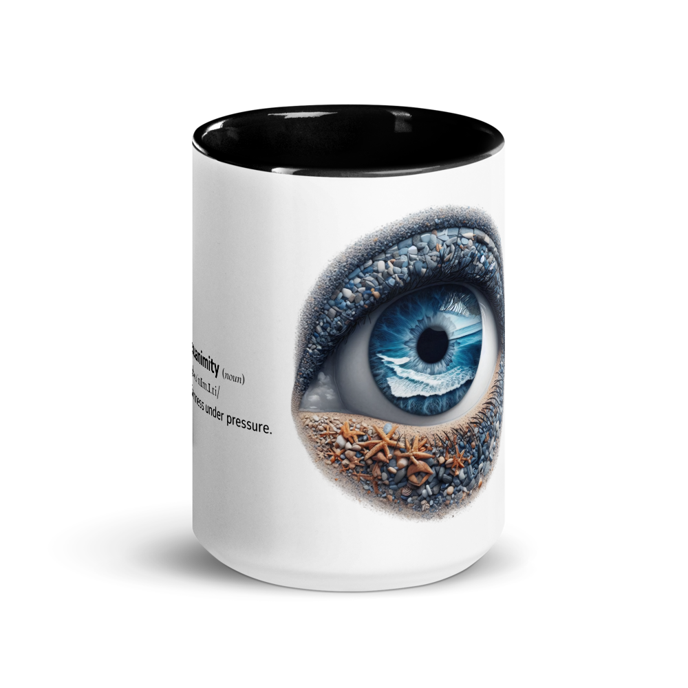 Mug with Colour Inside with Word dictionary design - equanimity
