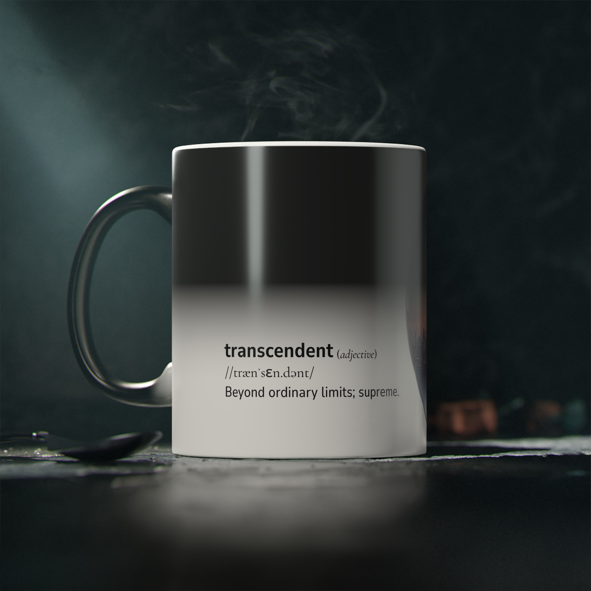 Magic Mug – Heat-Reveal Inspirational Dictionary Design | transcendence | Unique Coffee Mug Gift for Daily Motivation