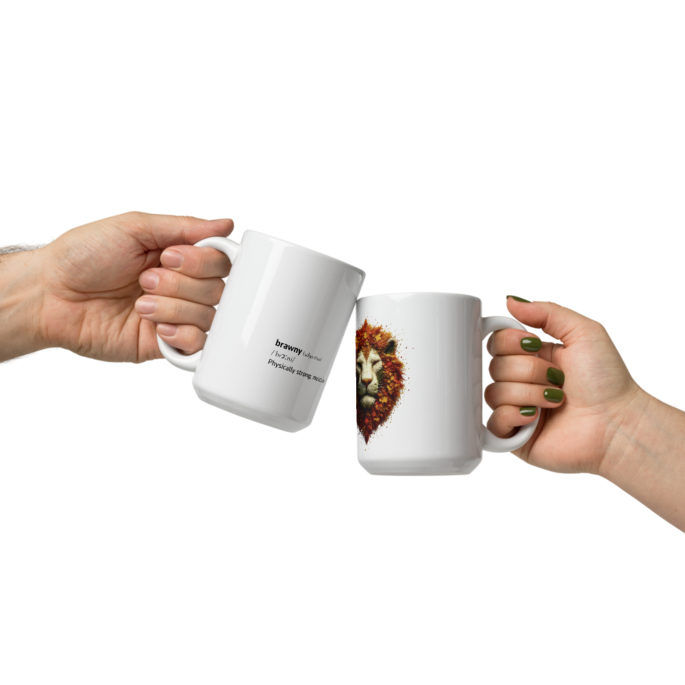 White glossy mug with Word dictionary design - brawny
