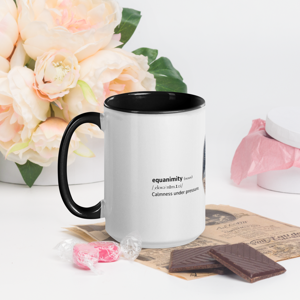 Mug with Colour Inside with Word dictionary design - equanimity