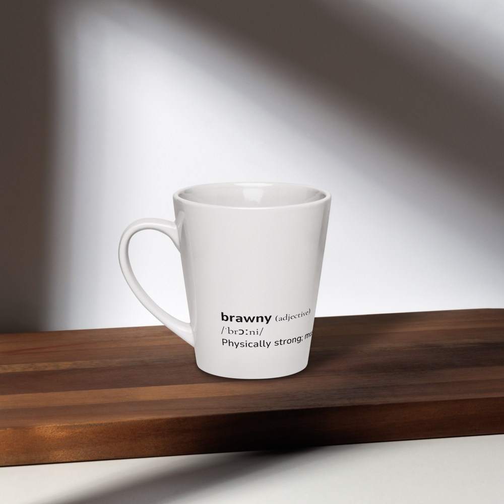 Latte Mug with Word dictionary design - brawny