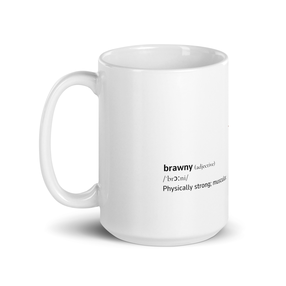 White glossy mug with Word dictionary design - brawny