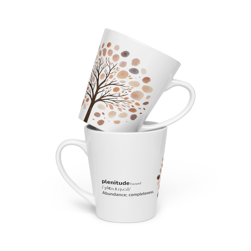Latte mug with Word dictionary design - plenitude
