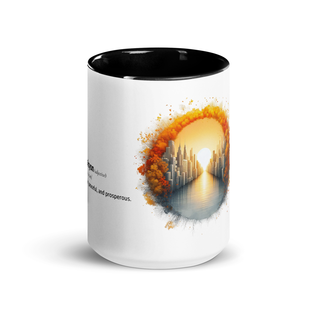 Mug with Colour Inside with Word dictionary design - halcyon