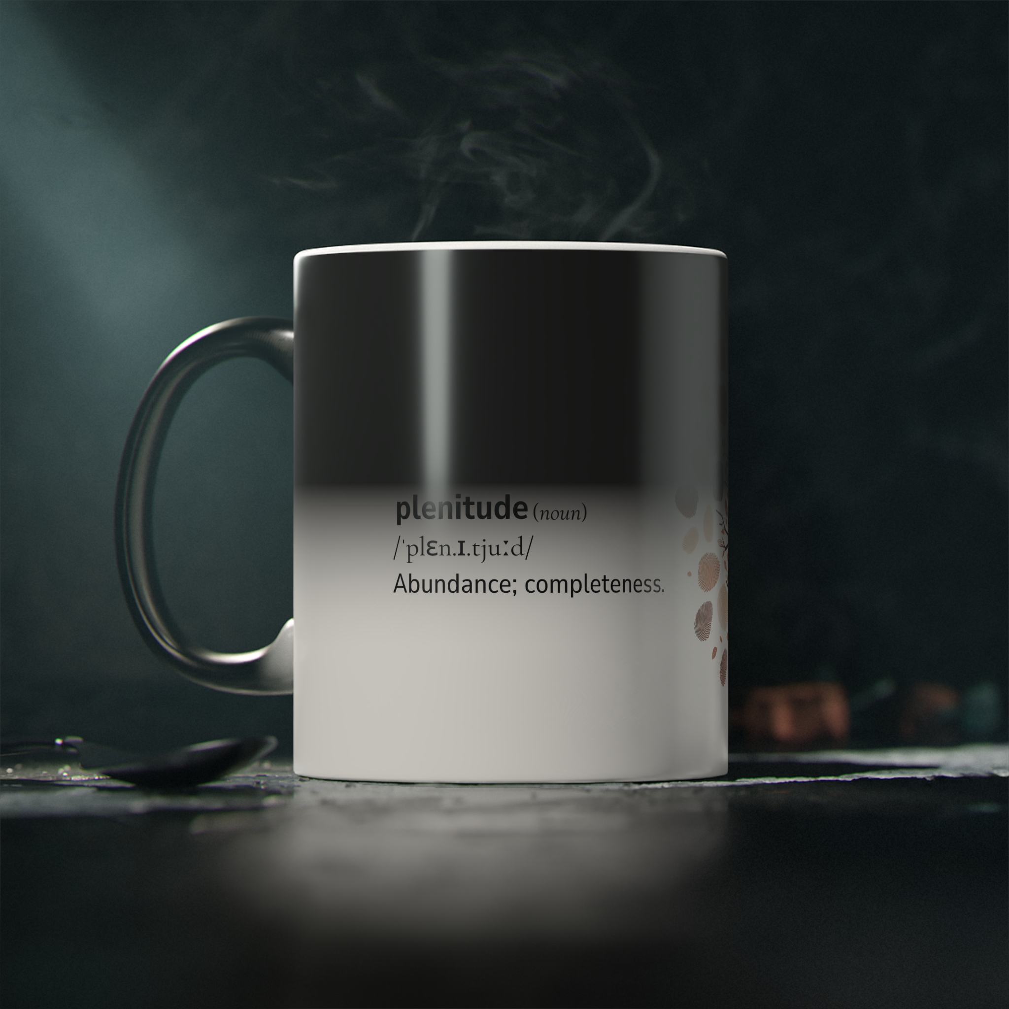 Magic Mug – Heat-Reveal Inspirational Dictionary Design | plenitude | Unique Coffee Mug Gift for Daily Motivation