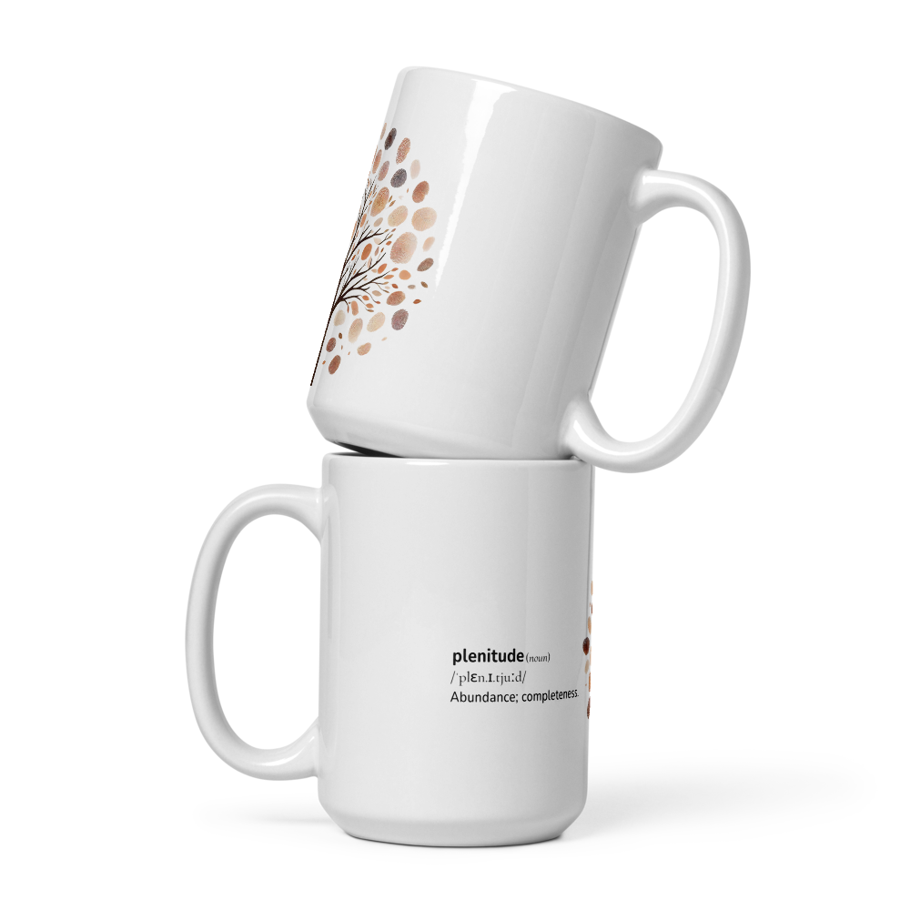 White glossy mug with Word dictionary - plenitude