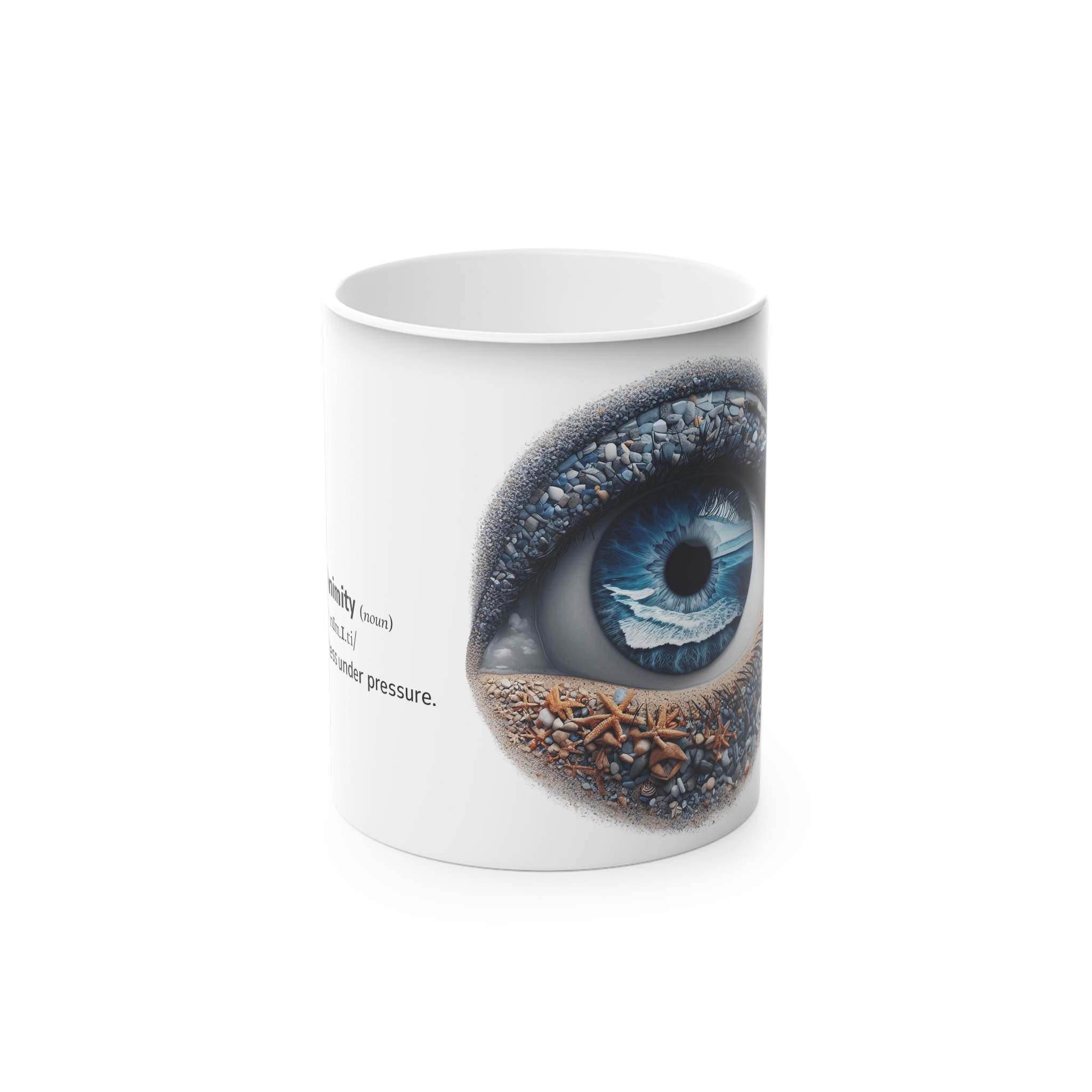Magic Mug – Inspirational Word Dictionary Design - equanimity & Eye-Collage Print | Personalised Coffee Cup & Unique Gift Idea | Motivational Home Décor & Decorative Drinkware