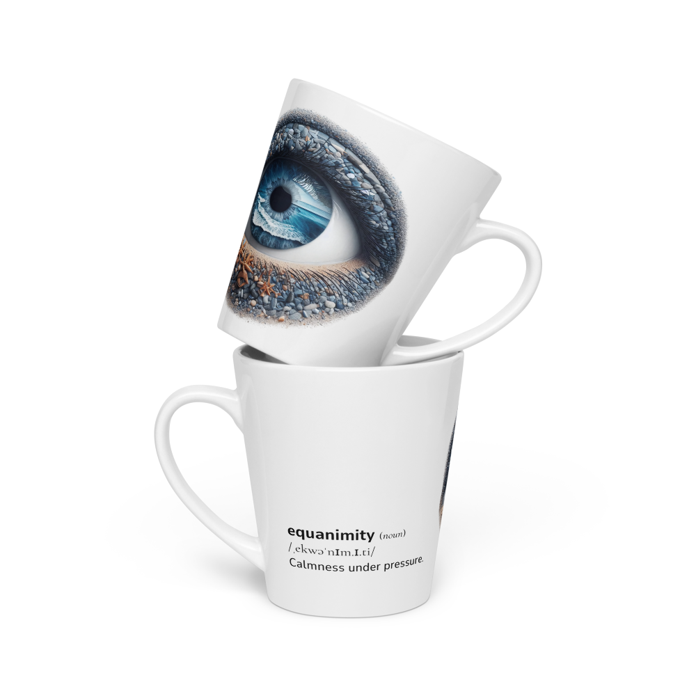 Latte Mug with Word dictionary design - equanimity