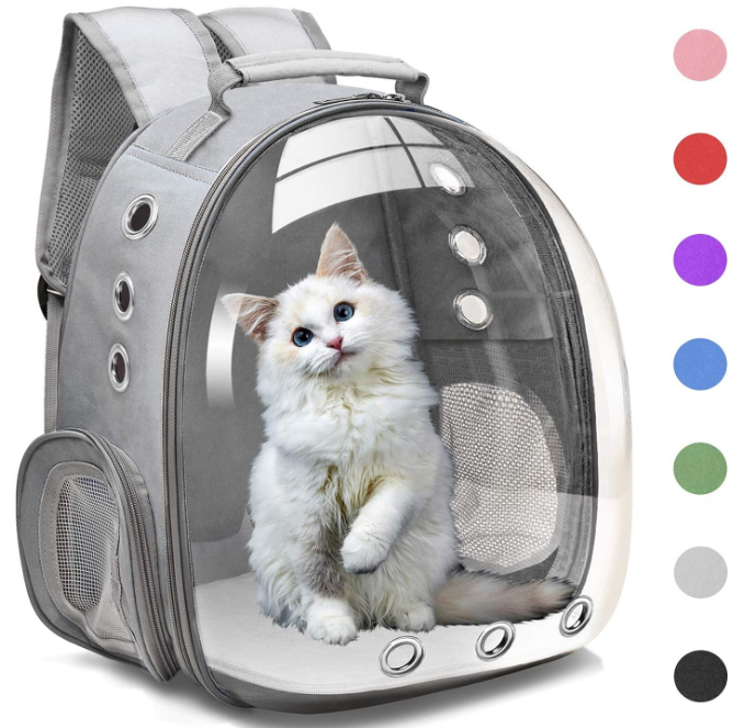  Bubble Carrying Bag for Small Medium dogs Cats, Space Capsule Pet Hiking backpack, Airline Approved Travel carrier - Grey