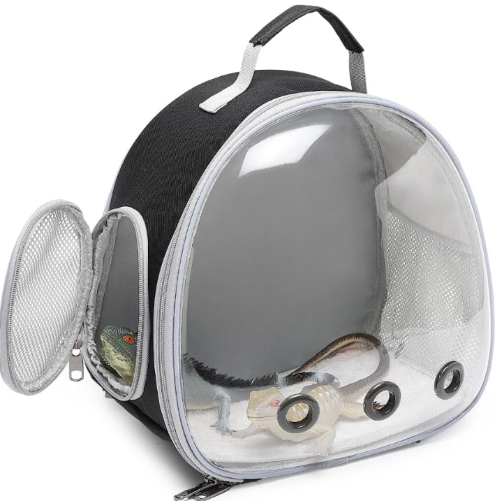 Small Animal Carrier Backpack Space Capsule Bubble Window Carrier Backpack for Lizard Guinea Pig (Black)