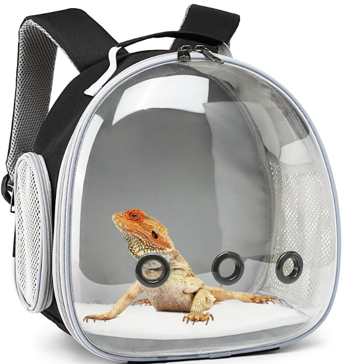 Small Animal Carrier Backpack Space Capsule Bubble Window Carrier Backpack for Lizard Guinea Pig (Black)