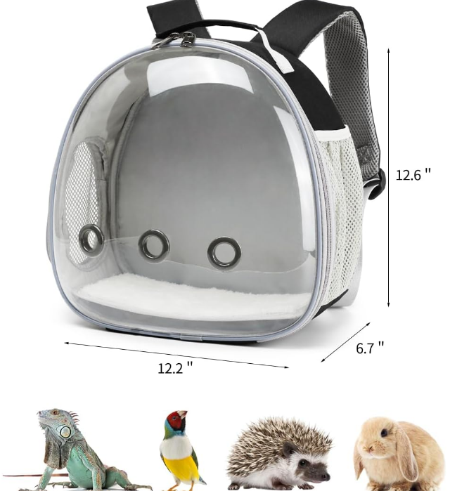 Small Animal Carrier Backpack Space Capsule Bubble Window Carrier Backpack for Lizard Guinea Pig (Black)