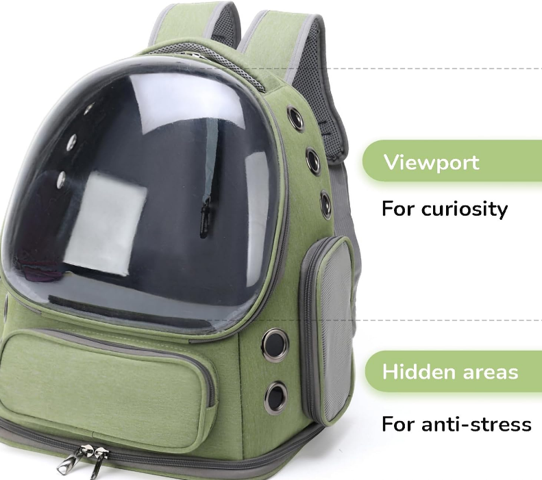 Cat Backpack Carrier for Cats and Small Dogs, Breathable Cat Bubble Backpack, Airline Approved Pet Travel Carrier for Hiking Camping & Outdoor(Green)