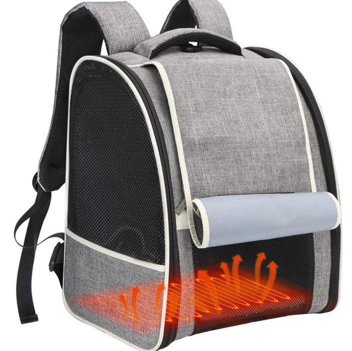  Cat Backpack Carrier with Heating Pad - Portable Pet Carrier for Small Dogs & Medium Cats, Adjustable Temperature & USB Charge Port, Chew Resistant Cord, Ideal for Winter Outings & Travel