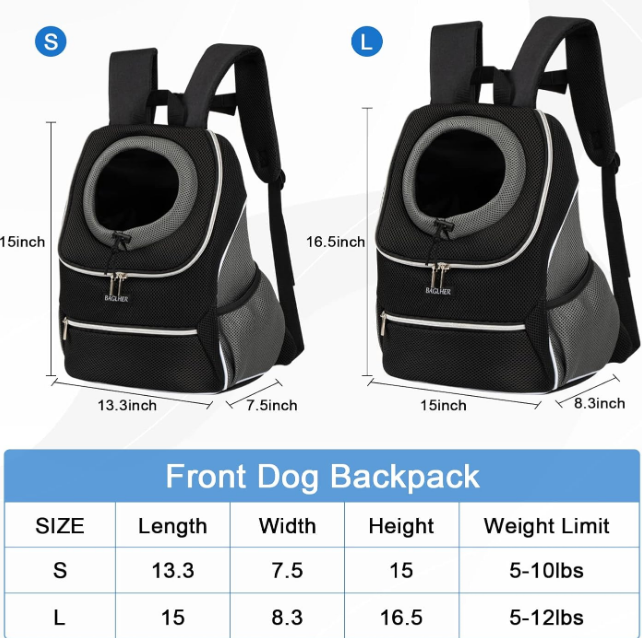 Dog Carrier Backpack for Small Dog,Front Pet Travel Backpack with Buckles Adjustable Breathable Mesh Backpack for Medium Puppy Cat Easy-Fit for Traveling Camping Small