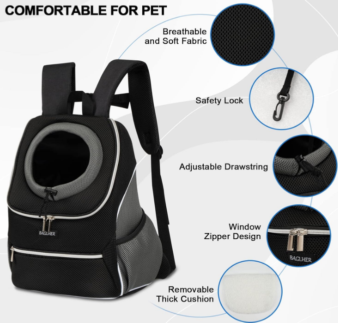 Dog Carrier Backpack for Small Dog,Front Pet Travel Backpack with Buckles Adjustable Breathable Mesh Backpack for Medium Puppy Cat Easy-Fit for Traveling Camping Small