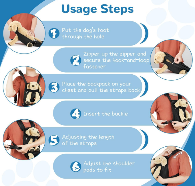 Pet Dog Carrier Backpack Adjustable Dog Front Carrier, Legs Out Easy-Fit Dog Travel Backpack Carrier for Hiking Camping for Small Medium Dogs Cats and Rabbit (Small (Pack of 1), A-Black)