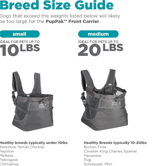 PupPak Dog Front Carrier, Small, Grey