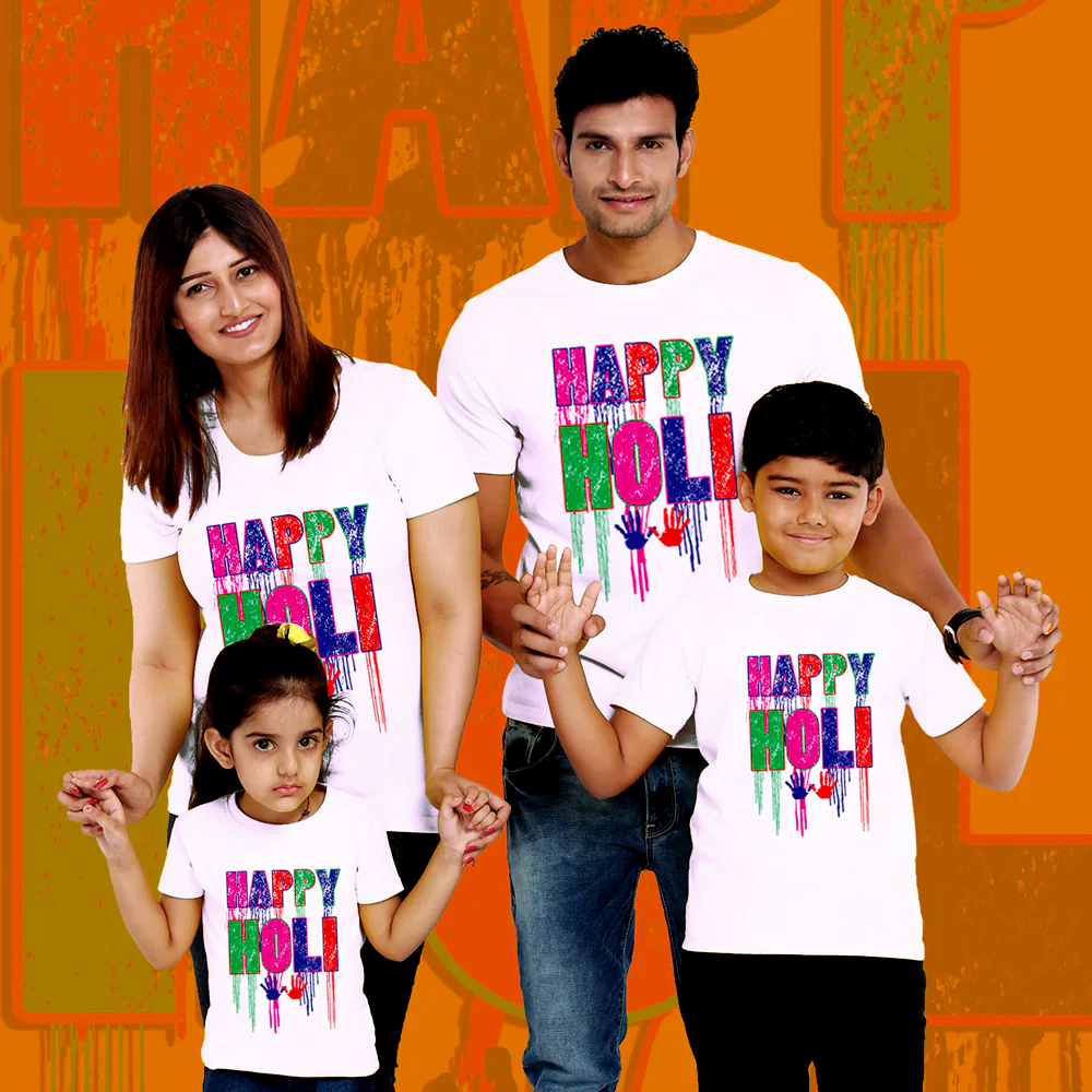 Happy Holi Family T-shirt Set