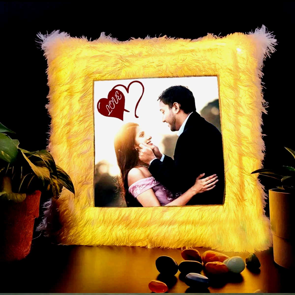 Heart-Square shaped LED photo cushion