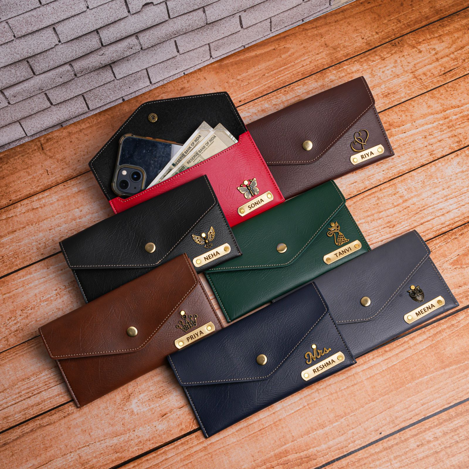 Personalized Leather ladies Minimal Clutch