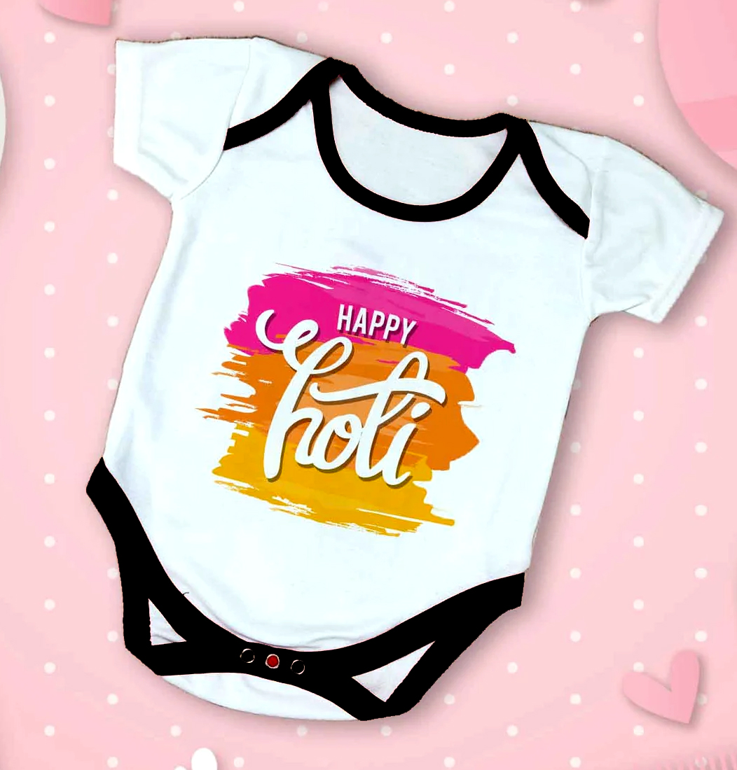 Holi Printed Baby Rompers