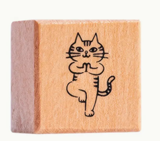 Wooden Kitten Stamp - Yoga