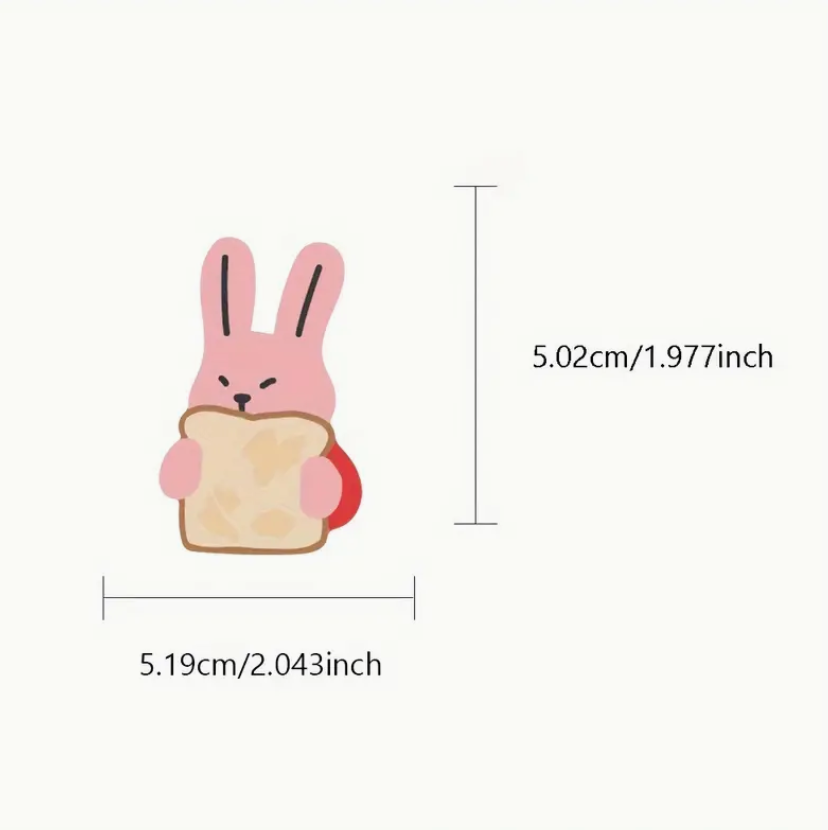 Korean stickers with Rabbit Bear Food - Set of 10 