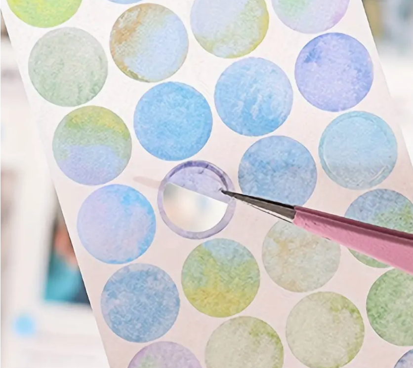 Watercolour Round Dot Stickers - Purple - Set of 6