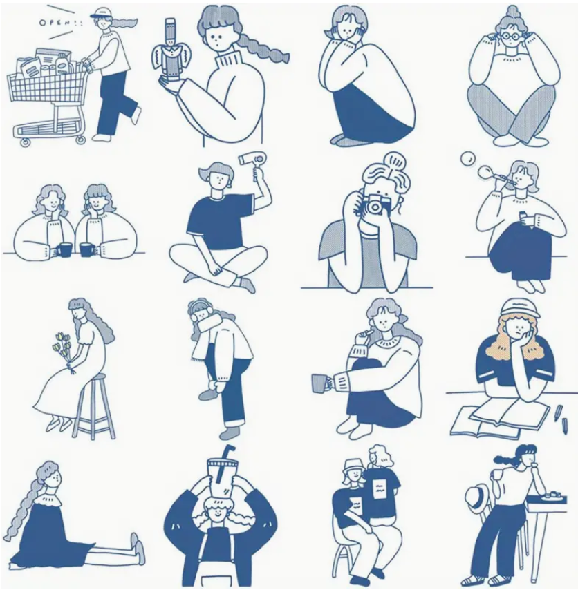 Cute girl daily life Korean stickers - Pack of 10