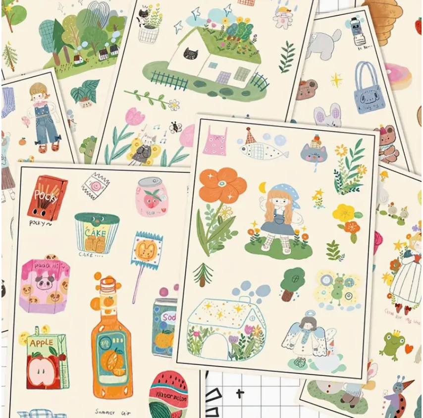 Japanese stickers Cute girl nature lifestyle bakery snack - Random one