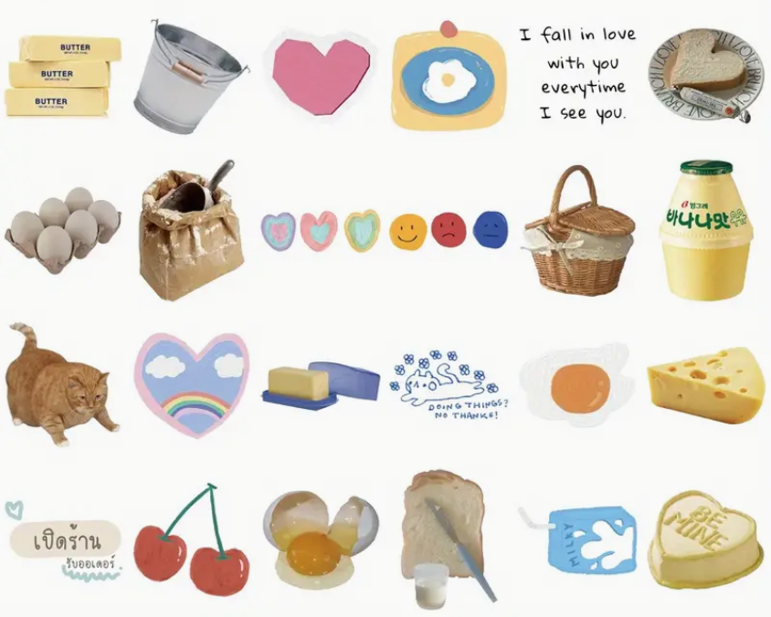 Korean stickers with daily life items - Set of 10